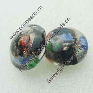 Gold Foil Lampwork Beads, Round 20mm,thickness10mm Hole: About 2mm, Sold by PC