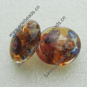 Gold Foil Lampwork Beads, Round 20mm,thickness10mm Hole: About 2mm, Sold by PC