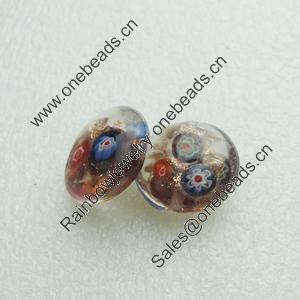 Gold Foil Lampwork Beads, Round 20mm,thickness10mm Hole: About 2mm, Sold by PC