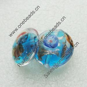 Gold Foil Lampwork Beads, Round 20mm,thickness10mm Hole: About 2mm, Sold by PC