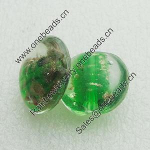 Gold Foil Lampwork Beads, Round 20mm,thickness10mm Hole: About 2mm, Sold by PC