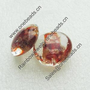 Gold Foil Lampwork Beads, Round 20mm,thickness10mm Hole: About 2mm, Sold by PC