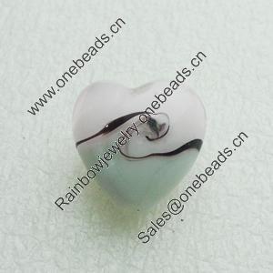 Hand-Made Lampwork Beads, heart 20x20mm,thickness 12.5mm Hole:About 1.5mm, Sold by PC 