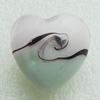 Hand-Made Lampwork Beads, heart 20x20mm,thickness 12.5mm Hole:About 1.5mm, Sold by PC 