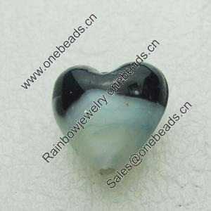 Hand-Made Lampwork Beads, heart 20x20mm,thickness 12.5mm Hole:About 1.5mm, Sold by PC