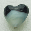 Hand-Made Lampwork Beads, heart 20x20mm,thickness 12.5mm Hole:About 1.5mm, Sold by PC