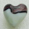 Hand-Made Lampwork Beads, heart 20x20mm,thickness 12.5mm Hole:About 1.5mm, Sold by PC