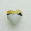 Hand-Made Lampwork Beads, heart 20x20mm,thickness 12.5mm Hole:About 1.5mm, Sold by PC