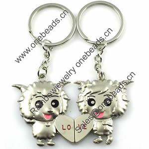 Zinc Alloy Lover keyring, Pendant Size 25mm-40mm, Length Approx:3.5inch-4inch, Sold by Pair