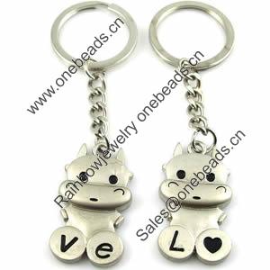 Zinc Alloy Lover keyring, Pendant Size 25mm-40mm, Length Approx:3.5inch-4inch, Sold by Pair