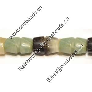 Gemstone beads, amazonite(multicolor), fancy bamboo, 13x18mm, Sold per 16-inch Strand