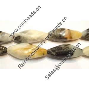 Gemstone beads, amazonite(multicolor), twist rice, 15x30mm, Sold per 16-inch Strand