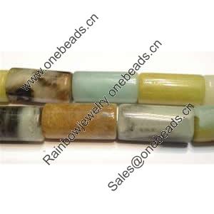 Gemstone beads, amazonite(multicolor), tube, 10x20mm, Sold per 16-inch Strand