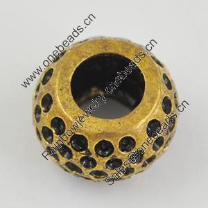 Copper European Style Beads, Fashion Jewelry Findings, Lead-free, 8x11x11mm Hole:5mm, Sold by Bag