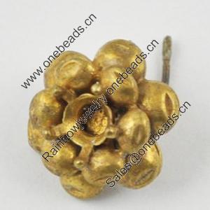 Copper Earrings, Fashion Jewelry Findings Lead-free, flower 15x14x6mm, Sold by Bag
