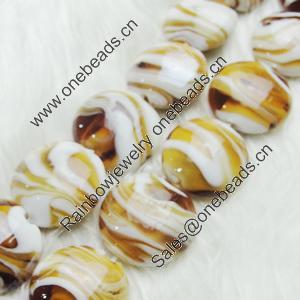 Hand-Made Lampwork Beads, flat round 20mm,thickness:10mm Hole:About 2mm, Sold by PC