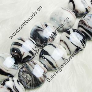 Hand-Made Lampwork Beads, flat round 20mm,thickness:10mm Hole:About 2mm, Sold by PC