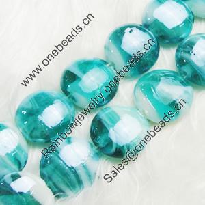 Hand-Made Lampwork Beads, flat round 15mm,thickness:8mm Hole:About 2mm, Sold by PC