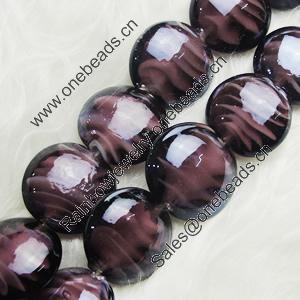 Hand-Made Lampwork Beads, flat round 15mm,thickness:8mm Hole:About 2mm, Sold by PC