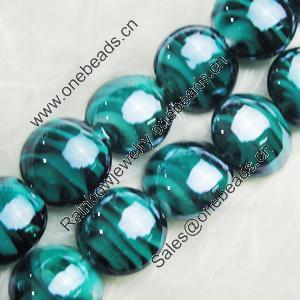 Hand-Made Lampwork Beads, flat round 15mm,thickness:8mm Hole:About 2mm, Sold by PC