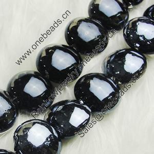 Hand-Made Lampwork Beads, flat round 15mm,thickness:8mm Hole:About 2mm, Sold by PC