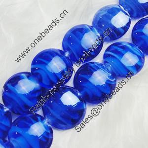 Hand-Made Lampwork Beads, flat round 15mm,thickness:8mm Hole:About 2mm, Sold by PC