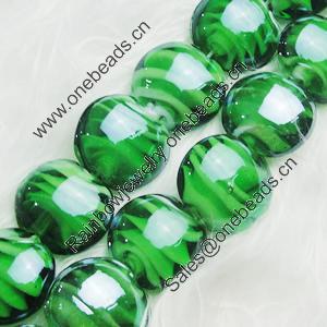 Hand-Made Lampwork Beads, flat round 15mm,thickness:8mm Hole:About 2mm, Sold by PC