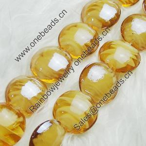 Hand-Made Lampwork Beads, flat round 15mm,thickness:8mm Hole:About 2mm, Sold by PC