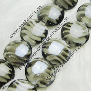 Hand-Made Lampwork Beads, flat round 15mm,thickness:8mm Hole:About 2mm, Sold by PC