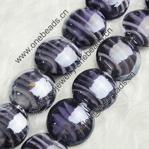 Hand-Made Lampwork Beads, flat round 20mm,thickness:10mm Hole:About 2mm, Sold by PC