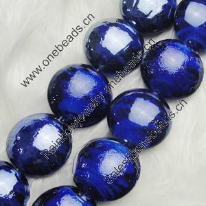 Hand-Made Lampwork Beads, flat round 20mm,thickness:10mm Hole:About 2mm, Sold by PC