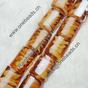 Hand-Made Lampwork Beads, rectangle 16x21mm,thickness:9mm Hole:About 2mm, Sold by PC