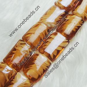 Hand-Made Lampwork Beads, rectangle 16x21mm,thickness:9mm Hole:About 2mm, Sold by PC