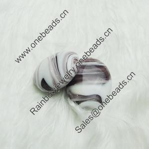 Hand-Made Lampwork Beads, flat oval 30x24mm,thickness:13mm Hole:About 2mm, Sold by PC