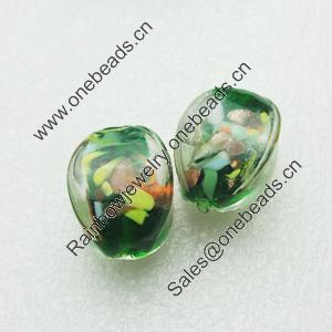 Hand-Made Lampwork Beads, cube 24x18mm Hole:About 2mm, Sold by PC