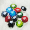 Hand-Made Lampwork Beads，Mixed color flat round 20mm,thickness:10mm Hole:About 2mm, Sold by Group