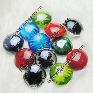 Hand-Made Lampwork Beads，Mixed color flat round 20mm,thickness:10mm Hole:About 2mm, Sold by Group