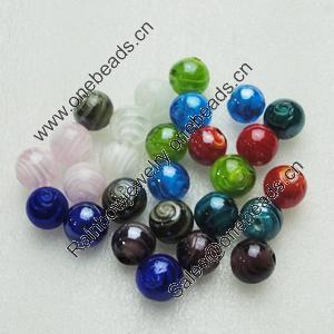 Hand-Made Lampwork Beads，Mixed color  sphere 14mm Hole:About 2mm, Sold by Group
