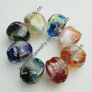 Hand-Made Lampwork Beads，Mixed color cube 24x18mm Hole:About 2mm, Sold by Group