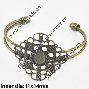 Copper Bracelet with Iron settings, Settings's inner dia:11x14mm, Sold by PC