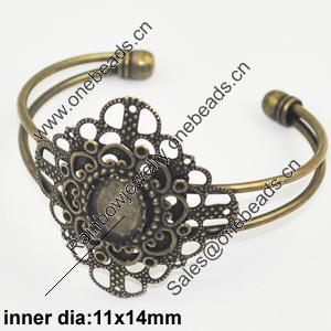 Copper Bracelet with Iron settings, Settings's inner dia:11x14mm, Sold by PC