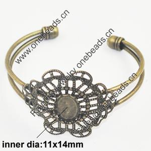 Copper Bracelet with Iron settings, Settings's inner dia:11x14mm, Sold by PC