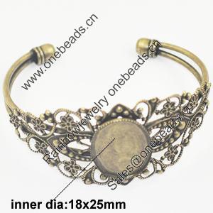 Copper Bracelet with Iron settings, Settings's inner dia:18x25mm, Sold by PC