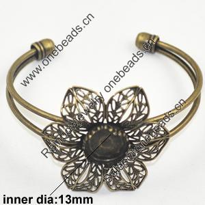 Copper Bracelet with Iron settings, Settings's inner dia:13mm, Sold by PC