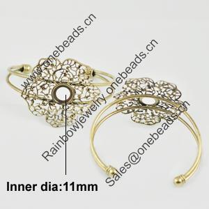 Copper Bracelet with Iron settings, Settings's Size:45mm, inner dia:11mm, Sold by PC