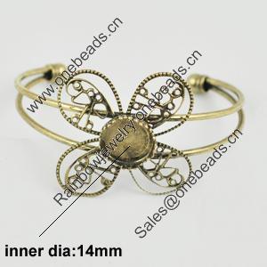 Copper Bracelet with Iron settings, Settings's Size:38mm, inner dia:14mm, Sold by PC