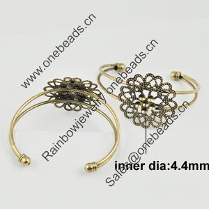 Copper Bracelet with Iron settings, Settings's Size:37mm, inner dia:4.4mm, Sold by PC