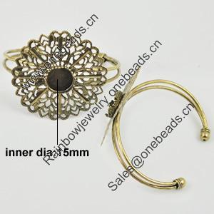 Copper Bracelet with Iron settings, Settings's Size:52mm, inner dia:15mm, Sold by PC