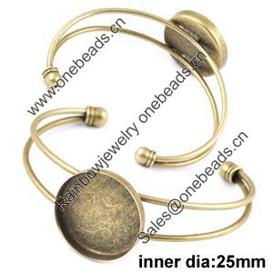 Copper Bracelet with Iron settings, Settings's inner dia:25mm, Sold by PC