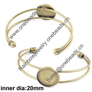 Copper Bracelet with Iron settings, Settings's inner dia:20mm, Sold by PC